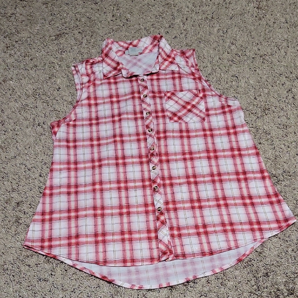 Plaid Button Up Tank Top